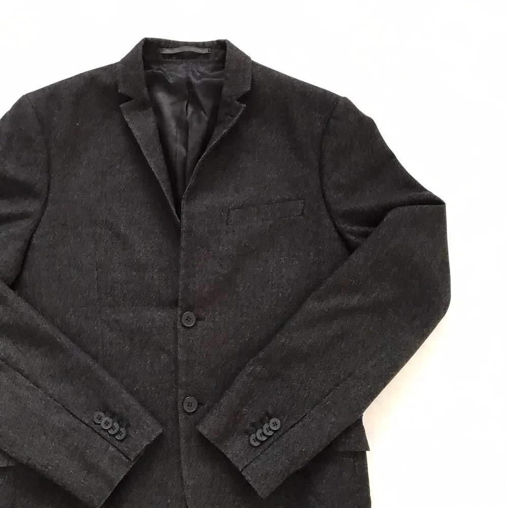 H&M Mens Size 40R Gray Slim Fit Tailored Blazer Jacket Suit Coat Business Casual